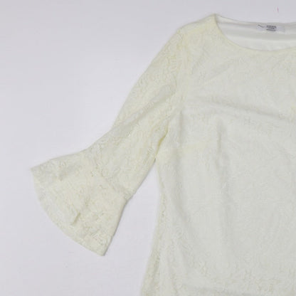Joanna Hope Women Ivory UK 18 Floral Lace Bell Sleeve Lined Blouse