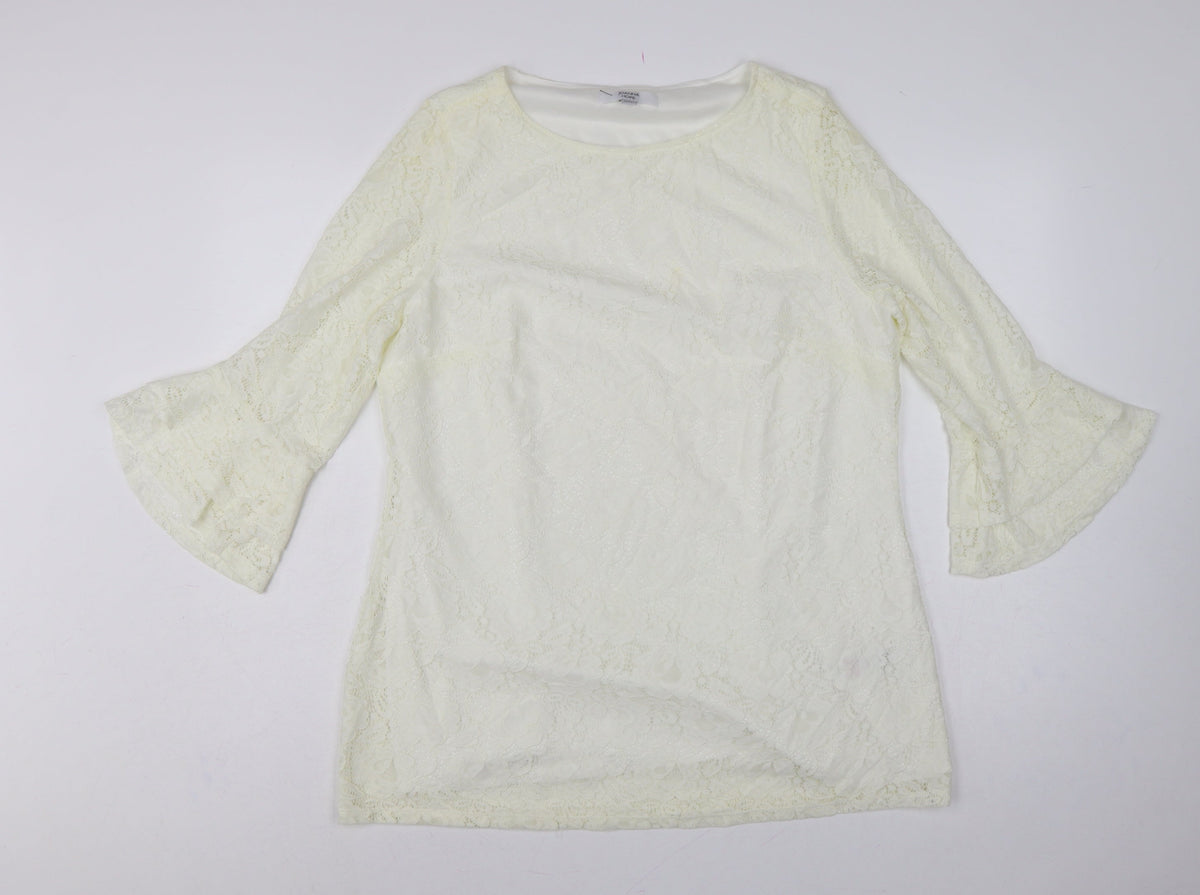 Joanna Hope Women Ivory UK 18 Floral Lace Bell Sleeve Lined Blouse