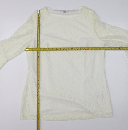 Joanna Hope Women Ivory UK 18 Floral Lace Bell Sleeve Lined Blouse