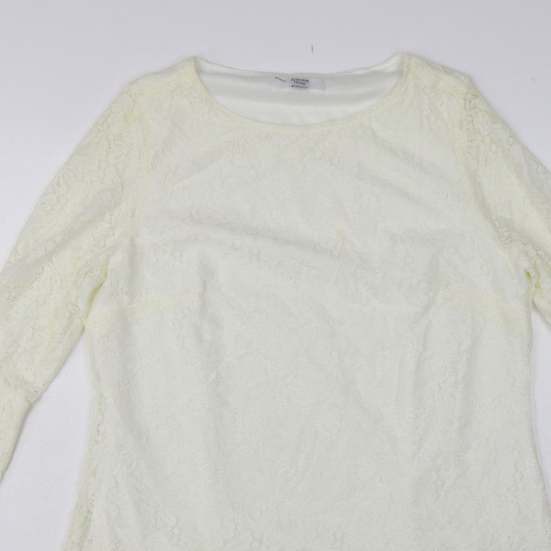 Joanna Hope Women Ivory UK 18 Floral Lace Bell Sleeve Lined Blouse