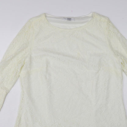 Joanna Hope Women Ivory UK 18 Floral Lace Bell Sleeve Lined Blouse