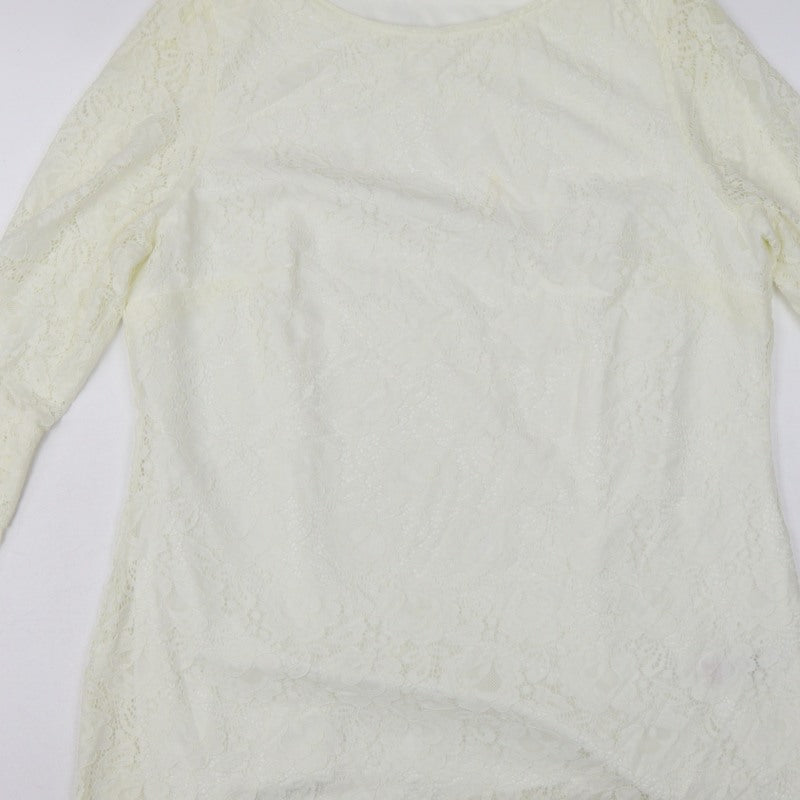 Joanna Hope Women Ivory UK 18 Floral Lace Bell Sleeve Lined Blouse