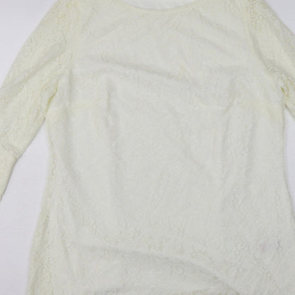 Joanna Hope Women Ivory UK 18 Floral Lace Bell Sleeve Lined Blouse