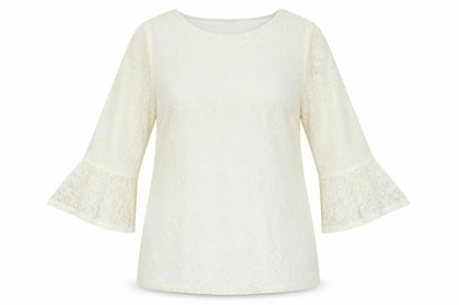 Joanna Hope Women Ivory UK 18 Floral Lace Bell Sleeve Lined Blouse