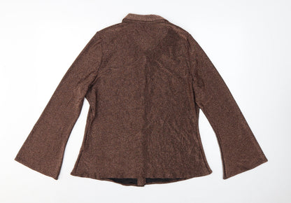 Marks and Spencer Women Brown Glitter Knit Button-Up Blouse UK 16