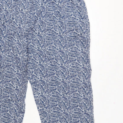 Cotton Traders Women Blue Leaf Print Viscose Cropped Trousers UK 18