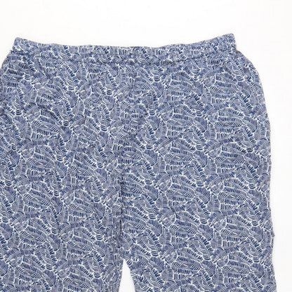 Cotton Traders Women Blue Leaf Print Viscose Cropped Trousers UK 18