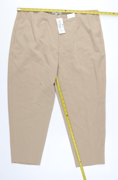 Marks & Spencer Women Beige Size 22 Regular Tapered Smart Trousers
