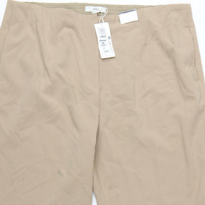 Marks & Spencer Women Beige Size 22 Regular Tapered Smart Trousers