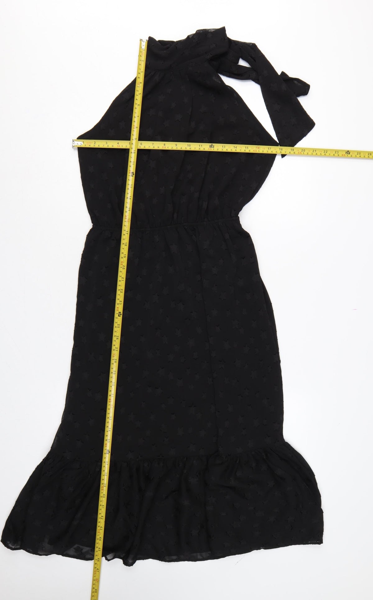 Apricot Women Black UK 12 Star Halter Mermaid Long Ruffle Dress