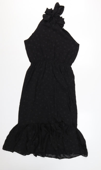 Apricot Women Black UK 12 Star Halter Mermaid Long Ruffle Dress