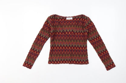 Topshop Women’s Multicoloured Geometric Jersey Long Sleeve Top UK 8