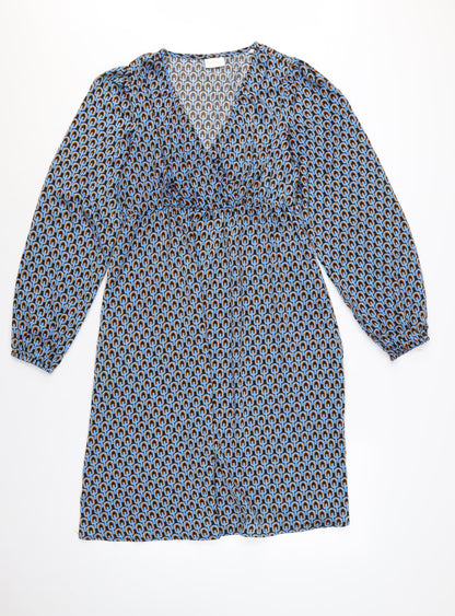 Mamalicious Women Blue S Maternity A-Line Geometric Long Sleeve Dress