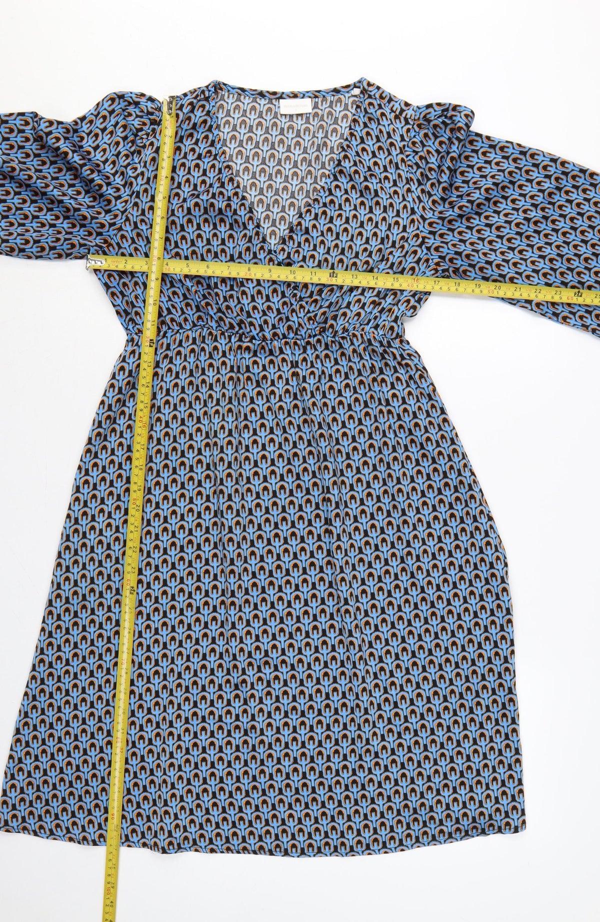 Mamalicious Women Blue S Maternity A-Line Geometric Long Sleeve Dress