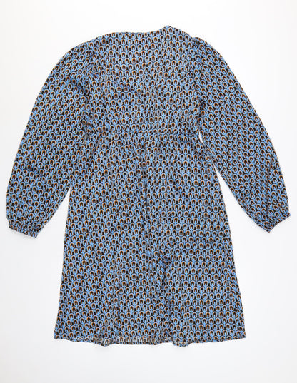 Mamalicious Women Blue S Maternity A-Line Geometric Long Sleeve Dress