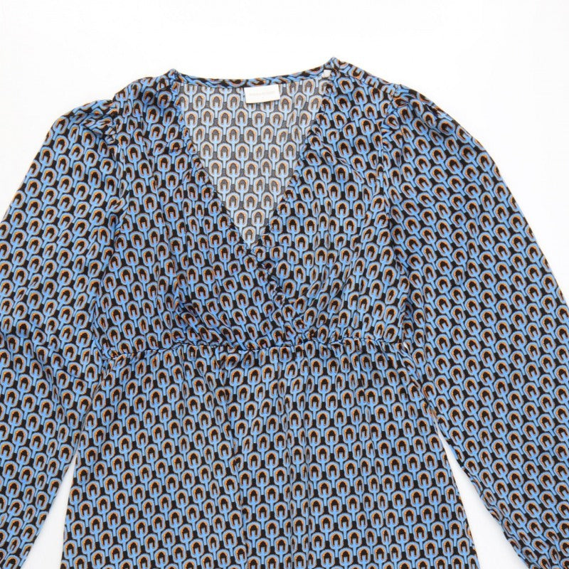 Mamalicious Women Blue S Maternity A-Line Geometric Long Sleeve Dress