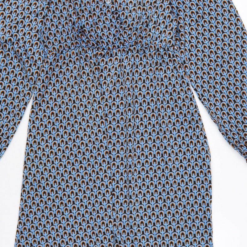 Mamalicious Women Blue S Maternity A-Line Geometric Long Sleeve Dress