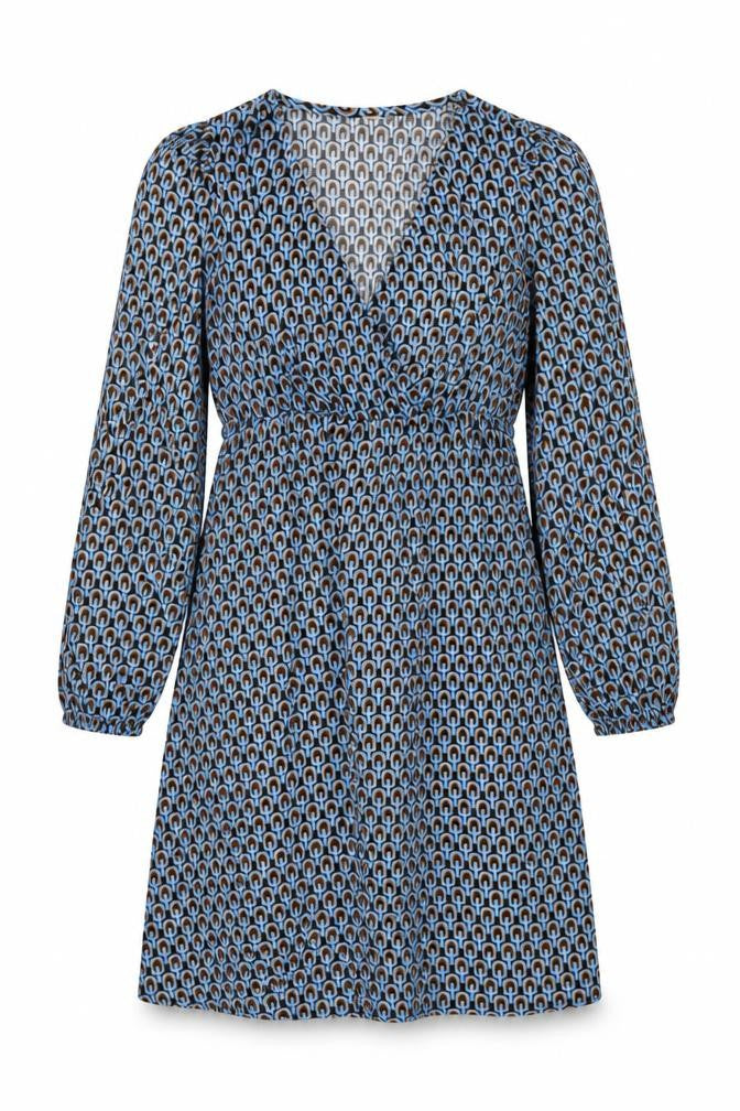 Mamalicious Women Blue S Maternity A-Line Geometric Long Sleeve Dress