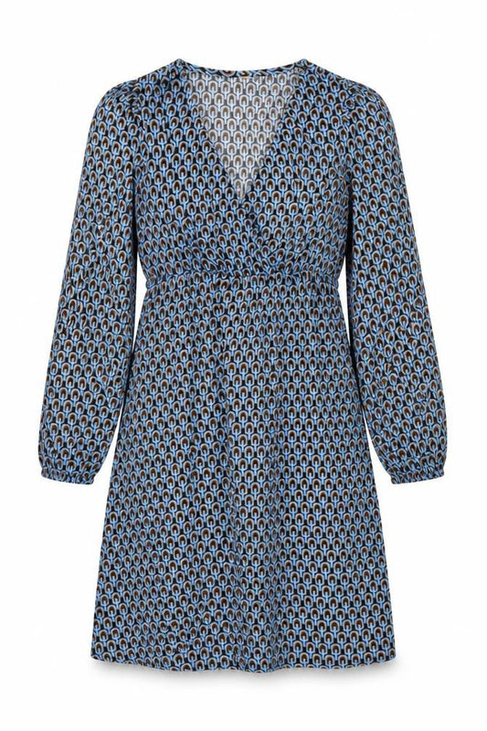Mamalicious Women Blue S Maternity A-Line Geometric Long Sleeve Dress
