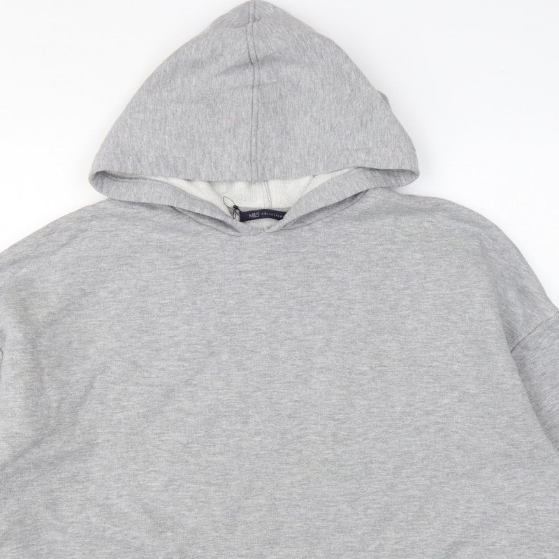 Marks and Spencer Women's Grey UK 14 Hooded Pullover Sweatshirt Stripe