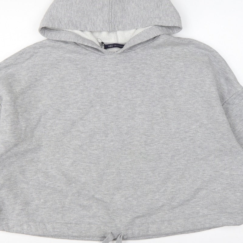 Marks and Spencer Women's Grey UK 14 Hooded Pullover Sweatshirt Stripe