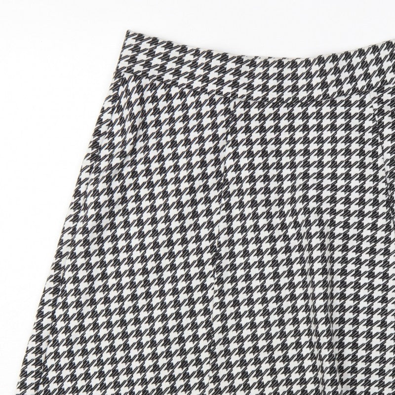 M&S Women Black White Check A-Line Skort UK 18 Knee Length