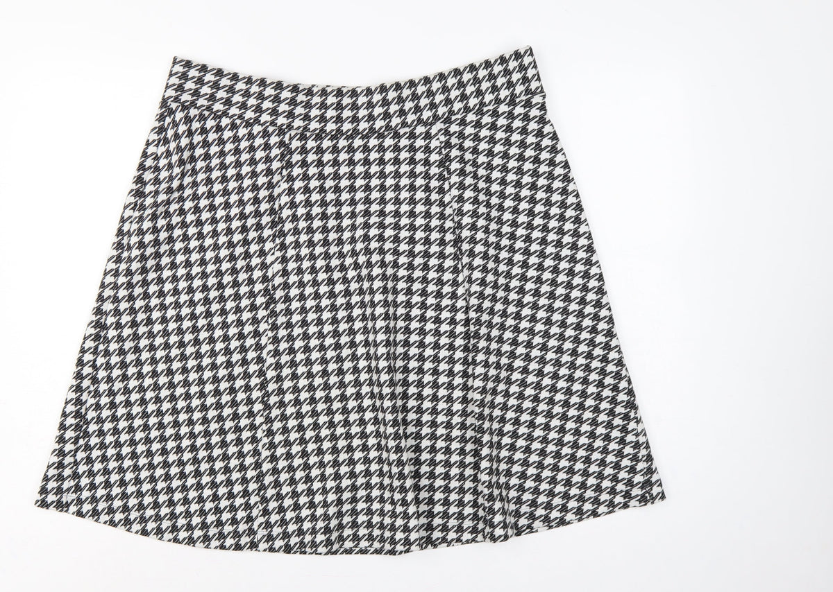 M&S Women Black White Check A-Line Skort UK 18 Knee Length