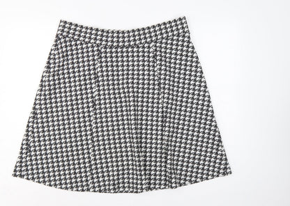 M&S Women Black White Check A-Line Skort UK 18 Knee Length