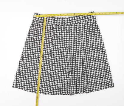 M&S Women Black White Check A-Line Skort UK 18 Knee Length