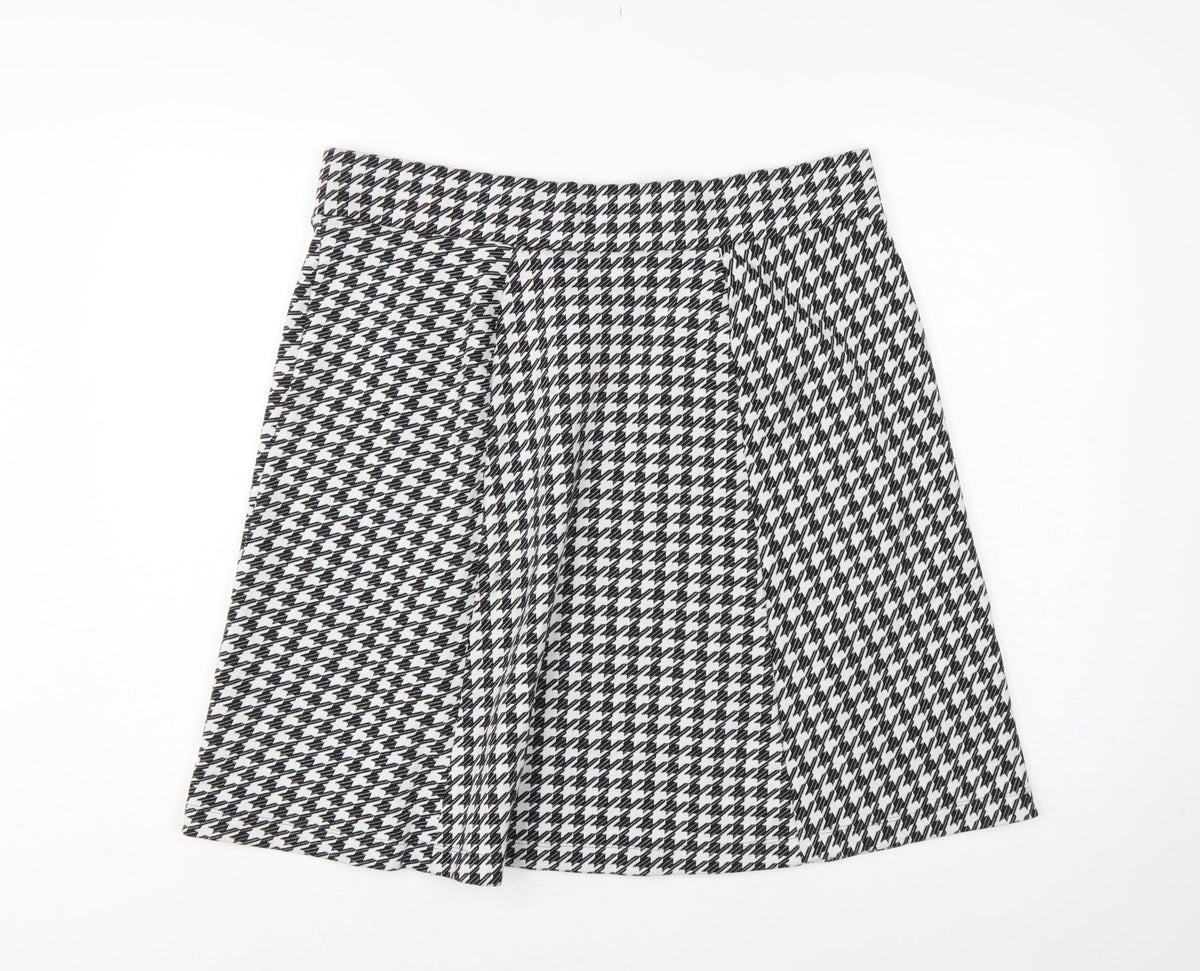M&S Women Black White Check A-Line Skort UK 18 Knee Length