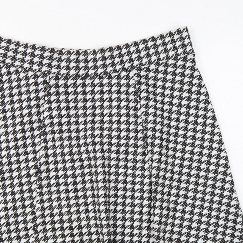 M&S Women Black White Check A-Line Skort UK 18 Knee Length