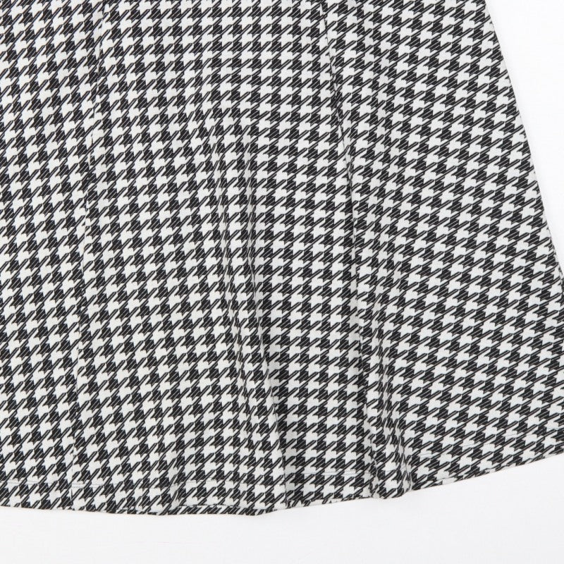 M&S Women Black White Check A-Line Skort UK 18 Knee Length