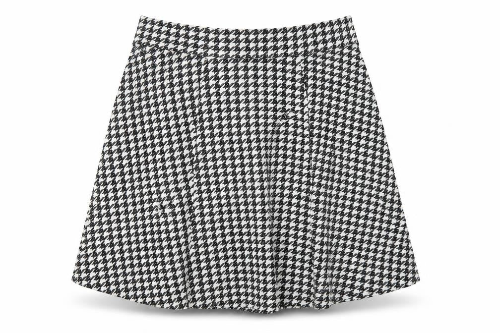 M&S Women Black White Check A-Line Skort UK 18 Knee Length