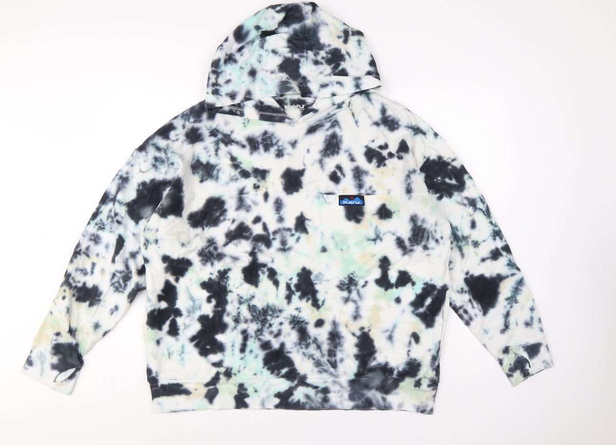 KAVU Men’s Multicoloured XL Tie Dye Pullover Hoodie Logo Pocket