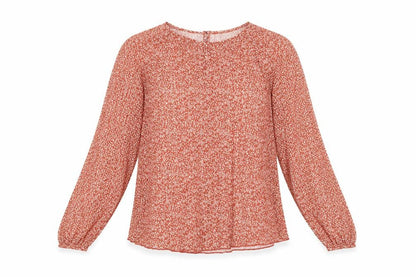 Marks and Spencer Women Orange Floral Chiffon Blouse UK 10 Long Sleeve