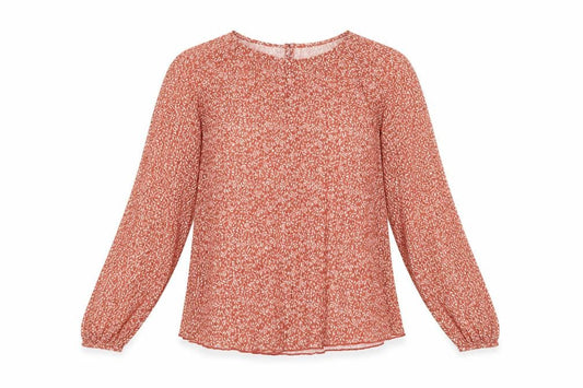 Marks and Spencer Women Orange Floral Chiffon Blouse UK 10 Long Sleeve