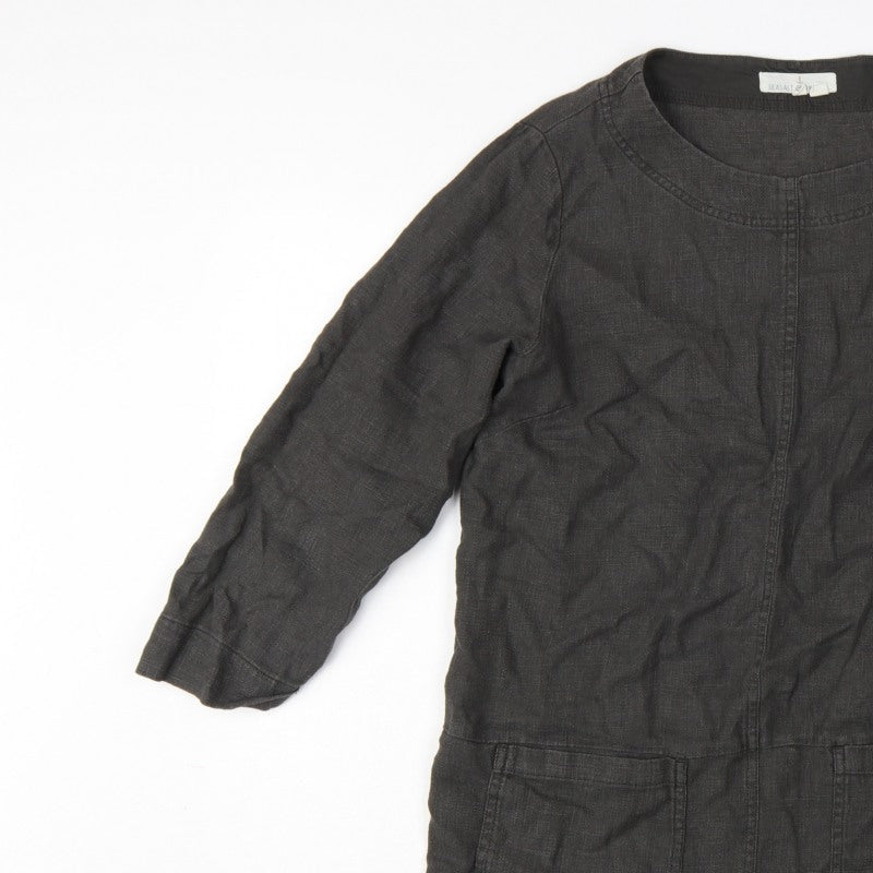 Seasalt Cornwall Women’s Black Size 10 Ramie Cotton Shift Tunic Dress