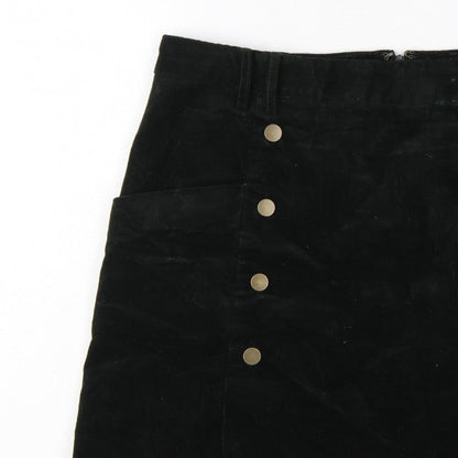Monsoon Women’s Black UK 14 Corduroy A-Line Mini Skirt Buttons