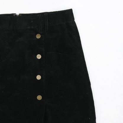 Monsoon Women’s Black UK 14 Corduroy A-Line Mini Skirt Buttons