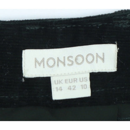 Monsoon Women’s Black UK 14 Corduroy A-Line Mini Skirt Buttons