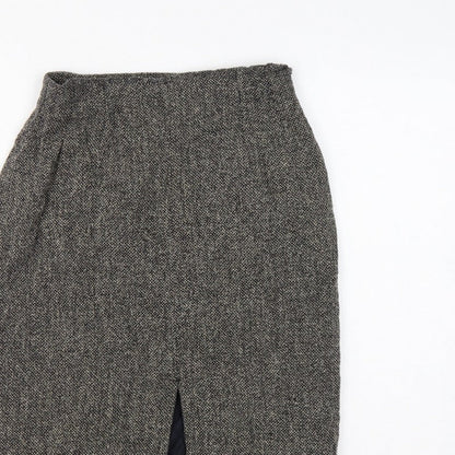 Max Mara Women Black Tweed Wool Pencil Knee Skirt UK 6 Lined