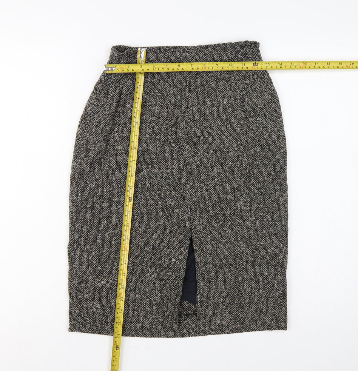 Max Mara Women Black Tweed Wool Pencil Knee Skirt UK 6 Lined