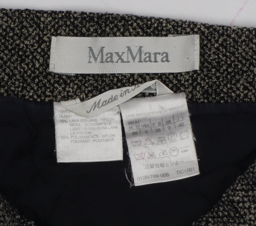 Max Mara Women Black Tweed Wool Pencil Knee Skirt UK 6 Lined