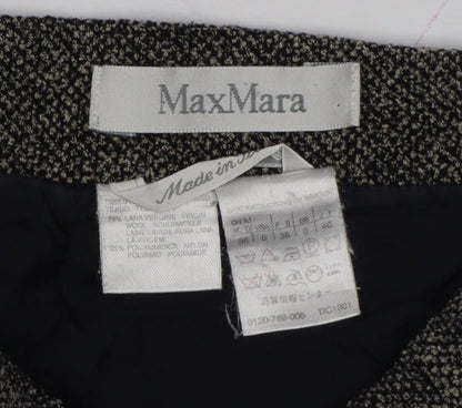 Max Mara Women Black Tweed Wool Pencil Knee Skirt UK 6 Lined