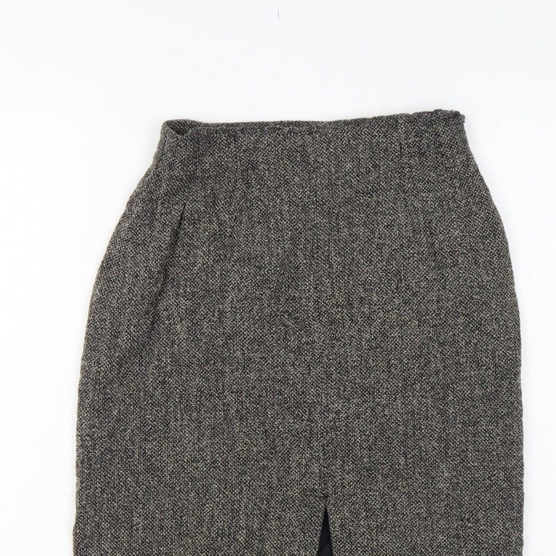 Max Mara Women Black Tweed Wool Pencil Knee Skirt UK 6 Lined
