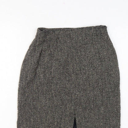 Max Mara Women Black Tweed Wool Pencil Knee Skirt UK 6 Lined