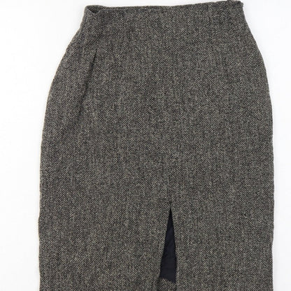 Max Mara Women Black Tweed Wool Pencil Knee Skirt UK 6 Lined
