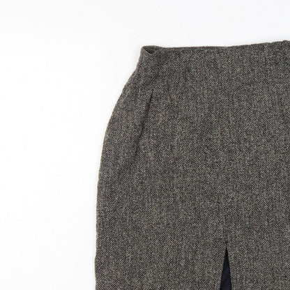 Max Mara Women Black Tweed Wool Pencil Knee Skirt UK 6 Lined