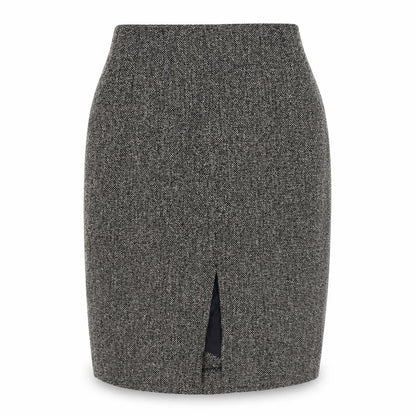 Max Mara Women Black Tweed Wool Pencil Knee Skirt UK 6 Lined