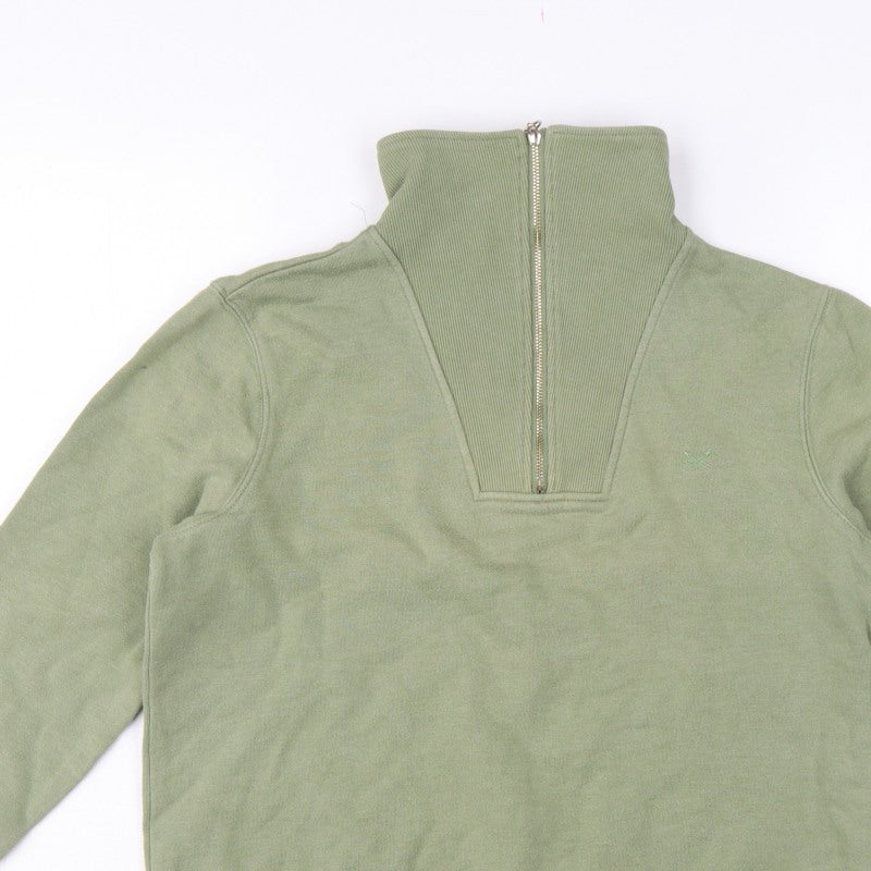 Crew Clothing Company Women’s Green UK 10 1/4 Zip Henley Sweatshirt